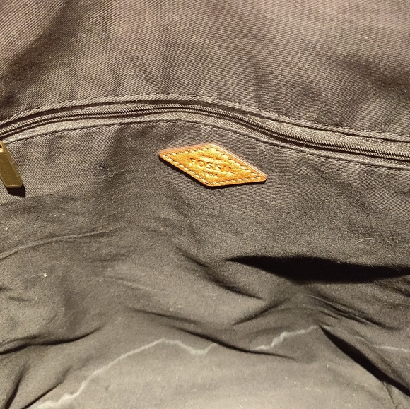 SOLD Black and White Polka Dot Leather Fossil Tote - Picture 2 of 5